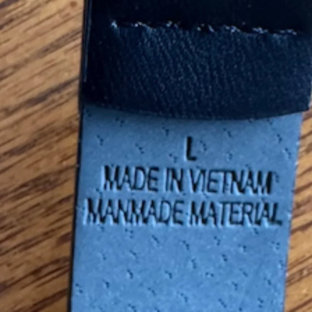 Vegan black leather belt with silver (L-XL)